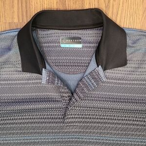 PGA Tour Mens L Black Gray Golf Polo Shirt Athletic Performance B83